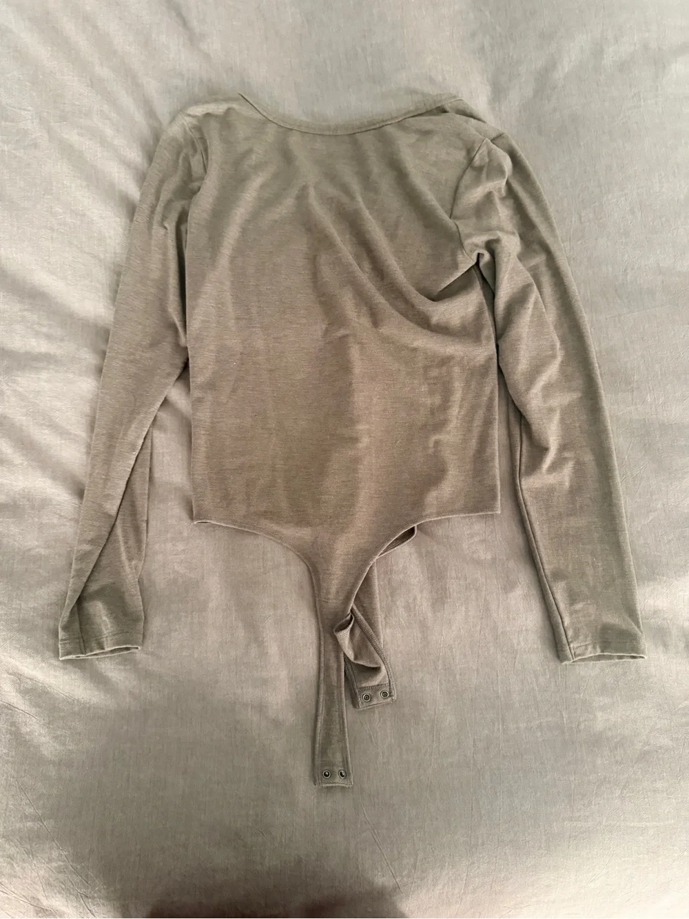 A&F Long Sleeve Henley One-Piece Bodysuit in Taupe